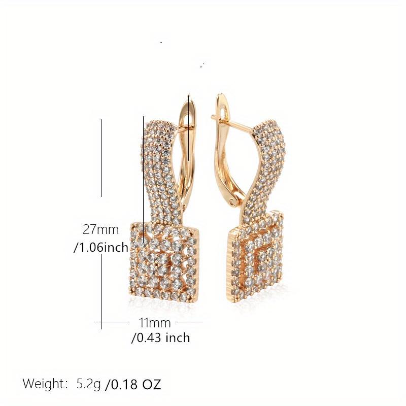 Party Earrings Classic Womens Large Golden Color Square Ethnic Brides Antique Wedding Jewelry