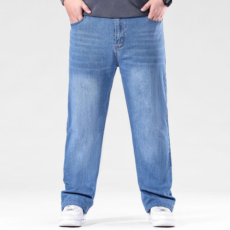 Men's Plus Size Straight-Leg Jeans New Arrival Casual Trousers High-Waisted, High-Stretch Dad-Style Long Trousers