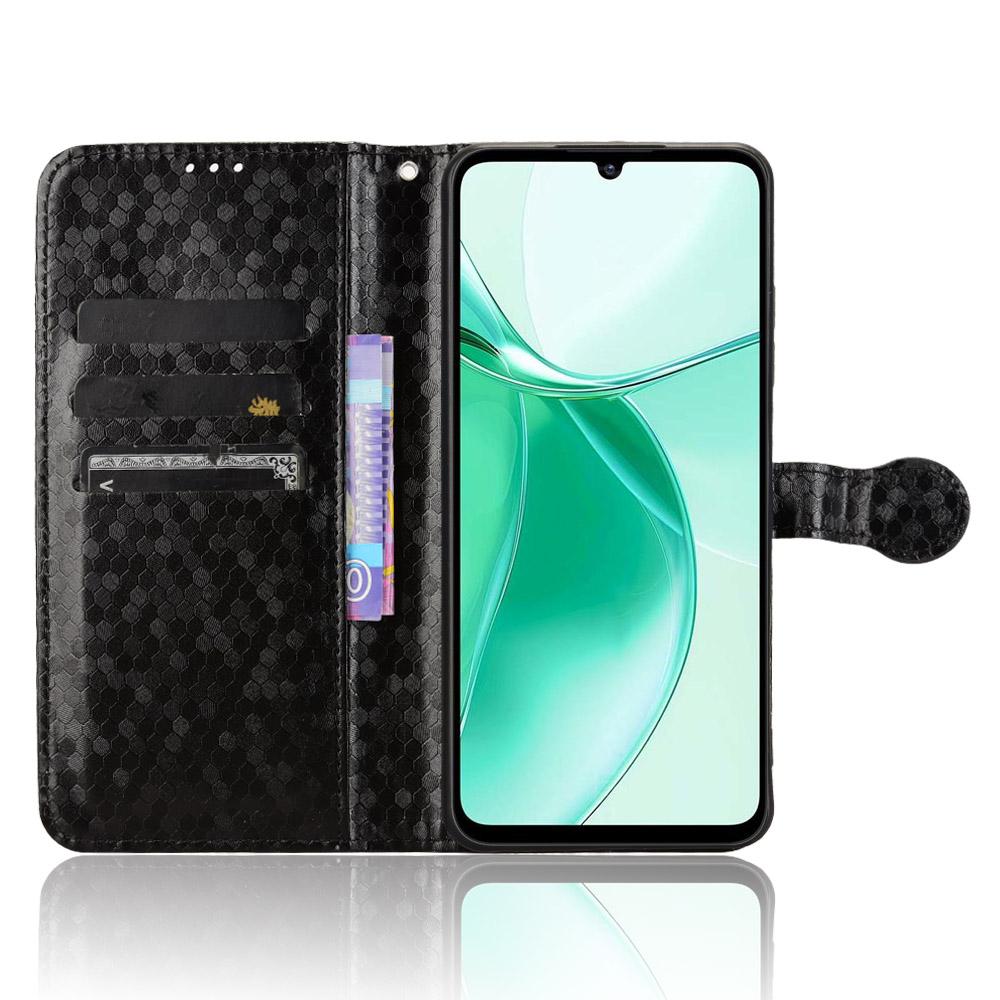

For ZTE Blade A35e Z2466 Wallet Case Dot Pattern Imprint PU Leather Phone Cover Green