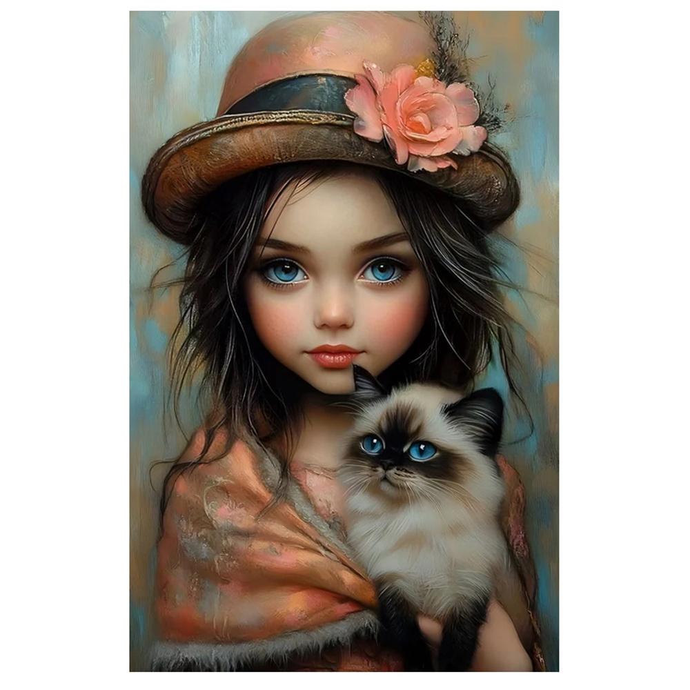 5D Diamond Painting Girl Owl Frog Cat Butterfly Picture Full Diamond Mosaic Elf Embroidery Cross Stitch Kits Art Home Decoration