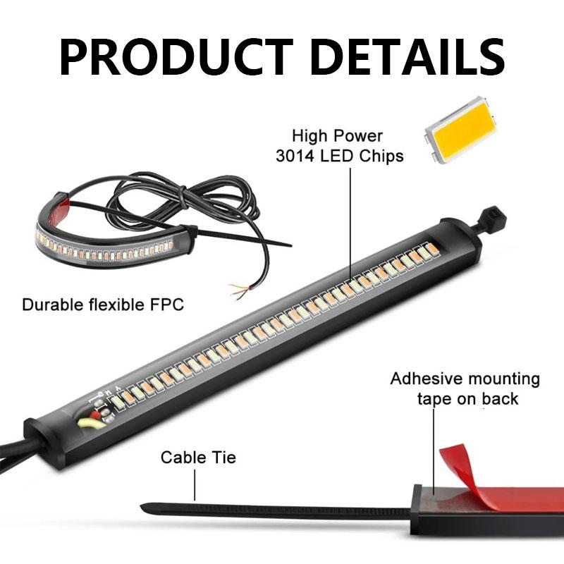 2Pcs 12V LED Motorcycle Turn Signal Light Ring Fork Strip Lamp Flashing Blinker DRL Amber White Moto Flasher Auto Accessories