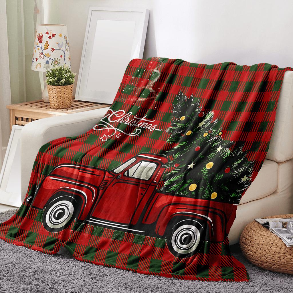 Merry ChristmasFlannel Fleece Blanket, Cozy Microfiber Plush Throw Blankets for Bed Sofa Couch Travel Camping-300gms