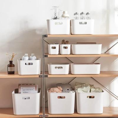 Cesta de almacenamiento de artículos diversos de escritorio, juguetes, cosméticos, ropa, caja de almacenamiento de plástico, contenedor, organizador de suministros de cocina y baño