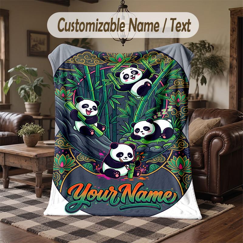 Owl Wisdom Digital World Theme Throw Blanket Custom Name Text Personalized Blanket Soft Cozy Blanket for Home Sofa Bed