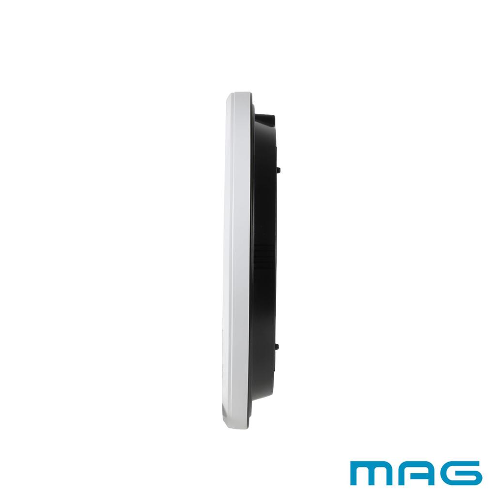 MAG Wall Clock Analog Double Post Quiet Continuous Second Hand Temperature Humidity Date Day of the Week Display White Diameter 32cm W-766WH-Z