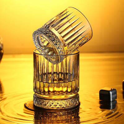 6pcs/4pcs/2pcs/1pcs 230ml Water Vertical Striped Transparent Glass Whiskey Wine Cups for Party/Bar/Home Beer Cup  Cups
