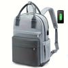 Fashion Large Capacity Laptop Backpack, White Oxford Cloth, Zip Closure, Hand Wash Only, Business Travel Bag with Side Pockets and Pen Slot