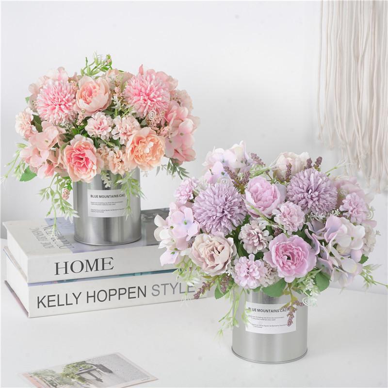 1/5pc Artificial Flower Silk Hydrangea Festival Decor Valentine's Day Home Room Garden Party Wedding Bridal Accessory Fake Peony
