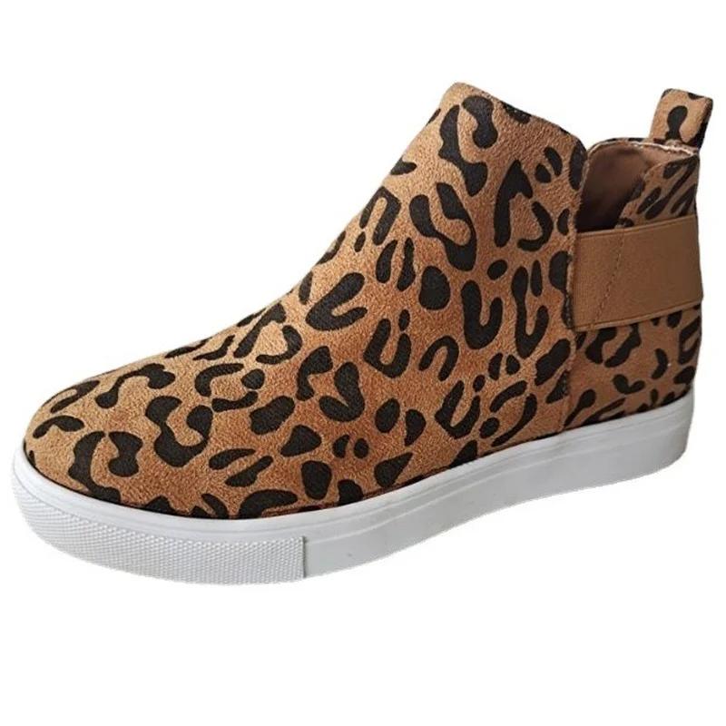 Fashion Women's Shoes 2025Leopard Flats Shoes Women Elastic Band Casual Shoes Non Slip Lazy Shoes Size 43 Loafers Zapatos De Mujer