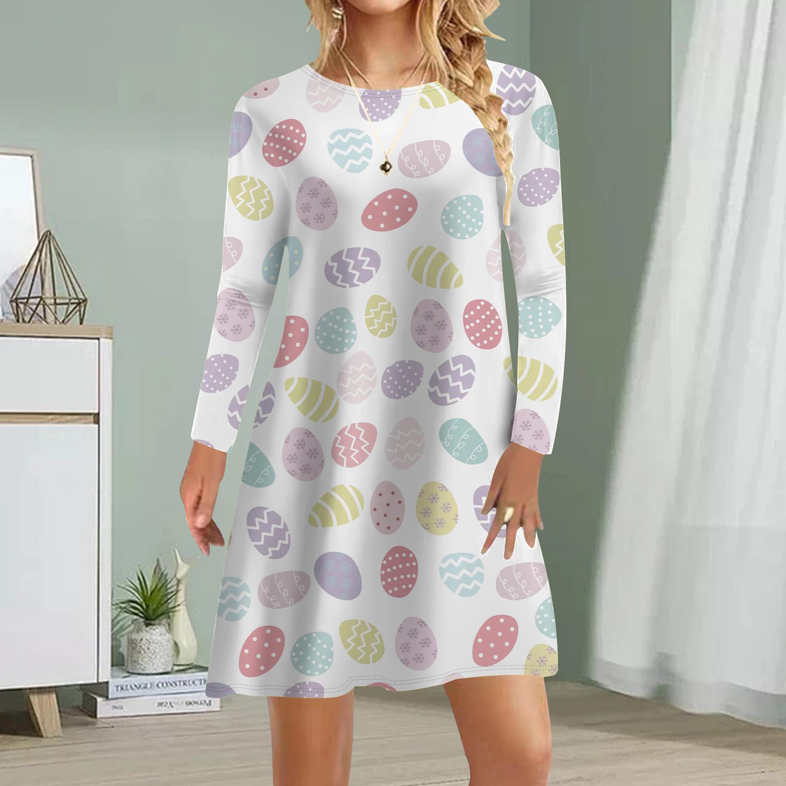 

Жіноча повсякденна сукня, осінні рожеві сукні з кроликом для жінок, сукня з круглим вирізом і короткими рукавами, великий розмір 8XL різнокольоровий