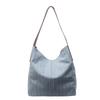 New Trendy Denim Striped Shoulder Armpit Bag Large Capacity Fashion Literary Lazy Style Tote Women's Bag