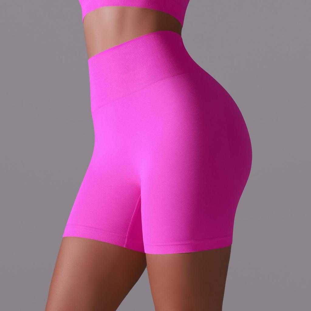 Dámské bezešvé sportovní šortky s vysokým pasem tělocvičné šortky Peach Hip Fitness šortky na jógu Legíny