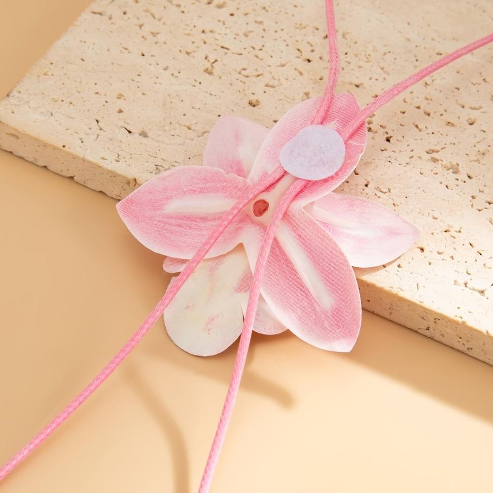 Orchid Flower Necklace Cloth Simulation Flower Earrings Personality Clavicle Chain  Girl