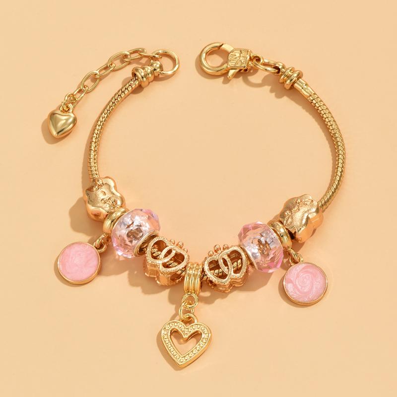 7 Pezzi Braccialetti A Catena Boemi Per Donna - Acciaio Inossidabile Con Ciondoli CZ Regolabili, Oro, Impilabili, Regalo Per Ragazze - 4