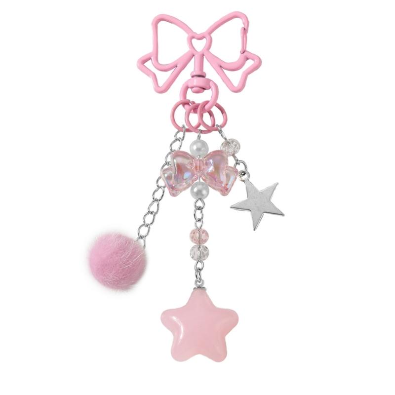 Sweet Bows Star Heart Keychain Bag Charm Aesthetic Keyring Bags Charm Love Design For Women And Fashion Enthusiasts