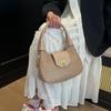 Simple Casual Fashionable Crossbody Tote Bag Vintage Half Moon Design Solid Color For Women Underarm Hobo Bag CLE