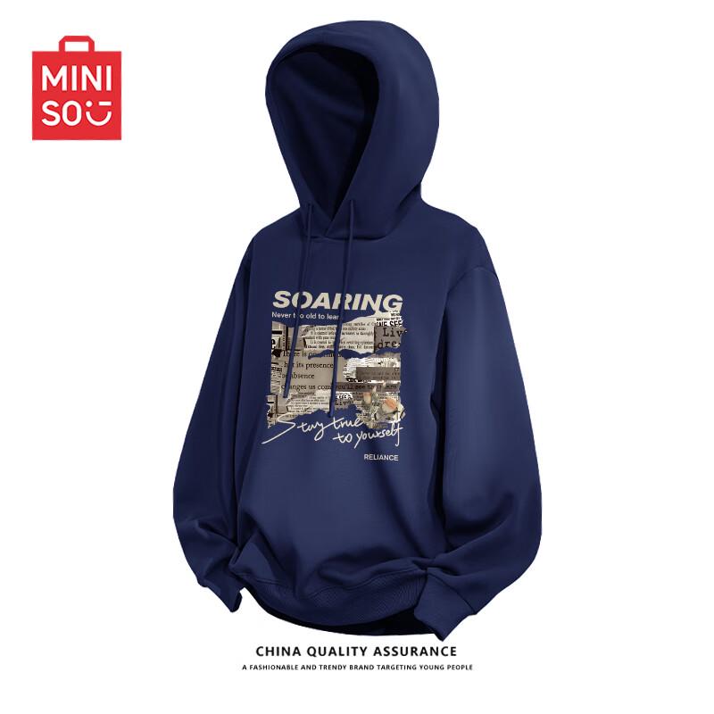 MINISO Men's American Style Hooded Graphic Sweatshirt Z