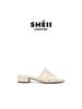 Su Yinyin's same round-headed lizard-patterned soft leather one-word thick-heeled slippers women's niche casual versatile commuter cool slippers