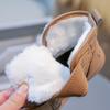 Winter Children's Plush Boot for Boys Girls Leather Plush Warm Snow Boots Drawstring Soft Soled Children Cotton Shoes
