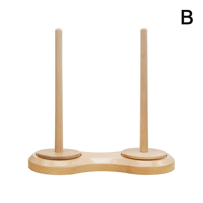 Double Wooden Yarn Holder Rotatable Wooden Yarn Skein Spinner Revolving Yarn Ball Stand Stable Yarn Holder Dispenser