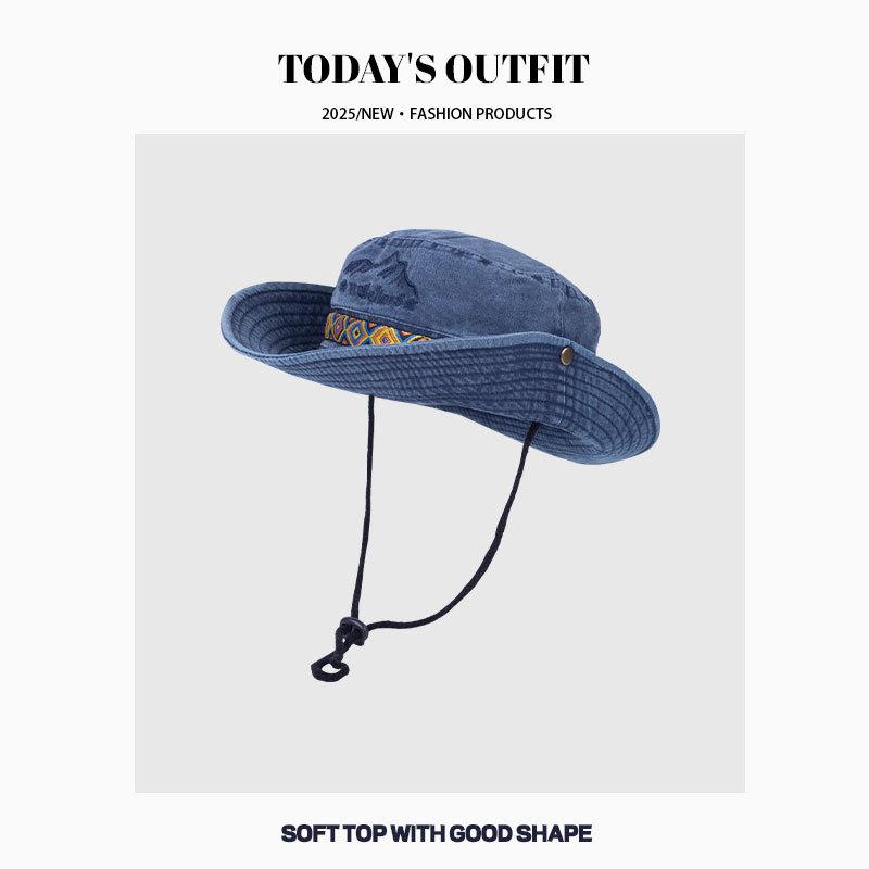 Washed Old Fisherman Hat for Women In Summer Sun Protection Western Cowboy Hat Outdoor Camping Hiking Hat Sun Hat