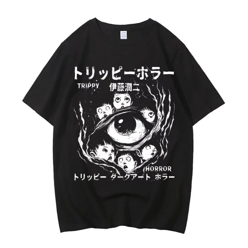 Pánské tričko Junji Ito Punk Hip Hop Tees Vysoce kvalitní ležérní tričko Anime grafická trička Unisex Streetwear Pánské tričko s krátkým rukávem