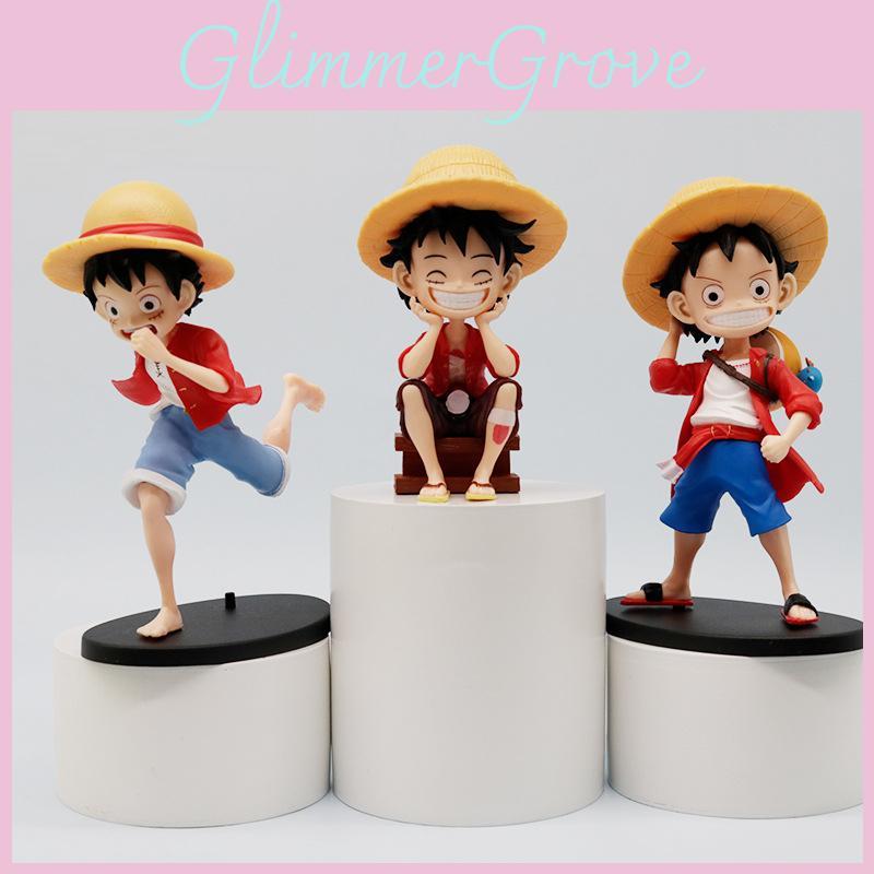 Cute Luffy Pvc Figure Set With Three Pieces For One Piece Anime Collectors
