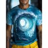 Sommer Täglich Lässig Herren Locker sitzendes Top 3D Wellenmuster Herren T-Shirt Outdoor Herren Modisches Kurzarm T-Shirt