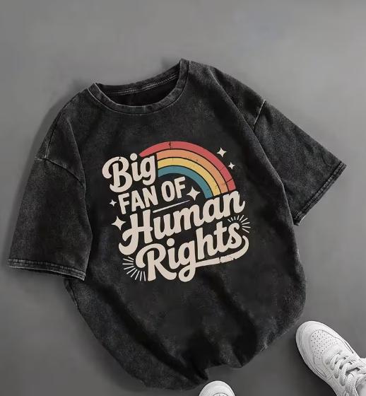 

Casual Daily Washed Tshirt Round Neck Short Sleeve with Retro Rainbow Pattern Printed Tshirts S