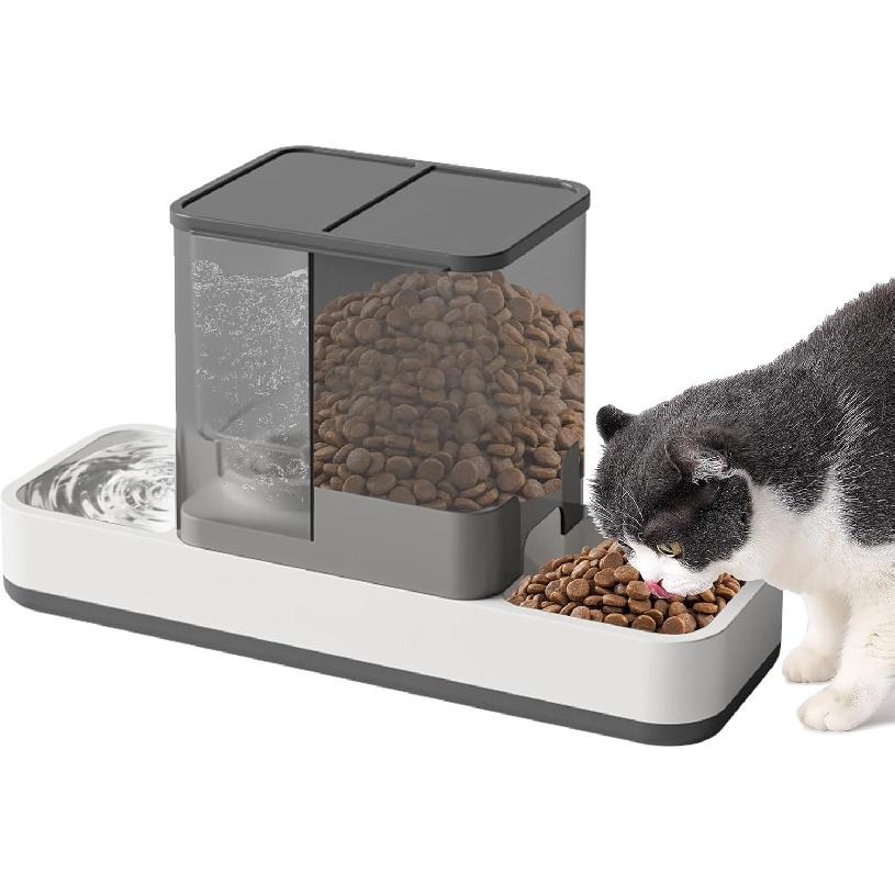 Yummy Sam Automatic Small Pet Feeder and Water Dispenser, 2 in 1 Gravity Cat Auto Pet Feeder and Waterer Set Feeder Dish for Small Medium Pets Dog