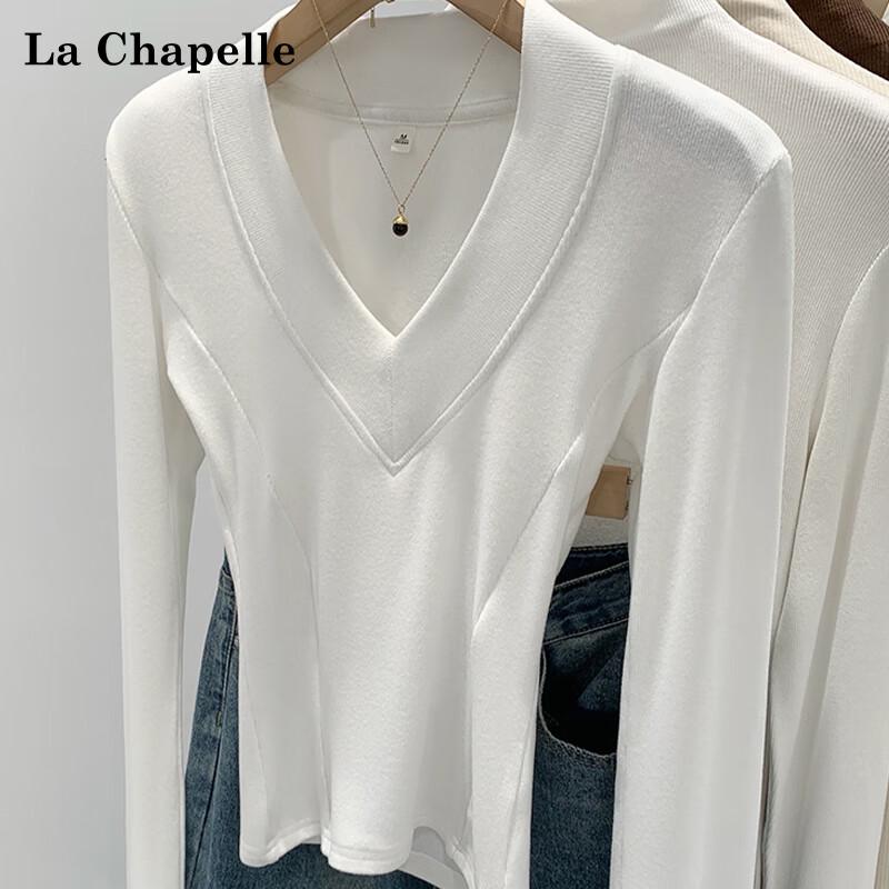 La Chapelle Women s Brushed Deep V-Neck Long Sleeve Base Layer Top XL