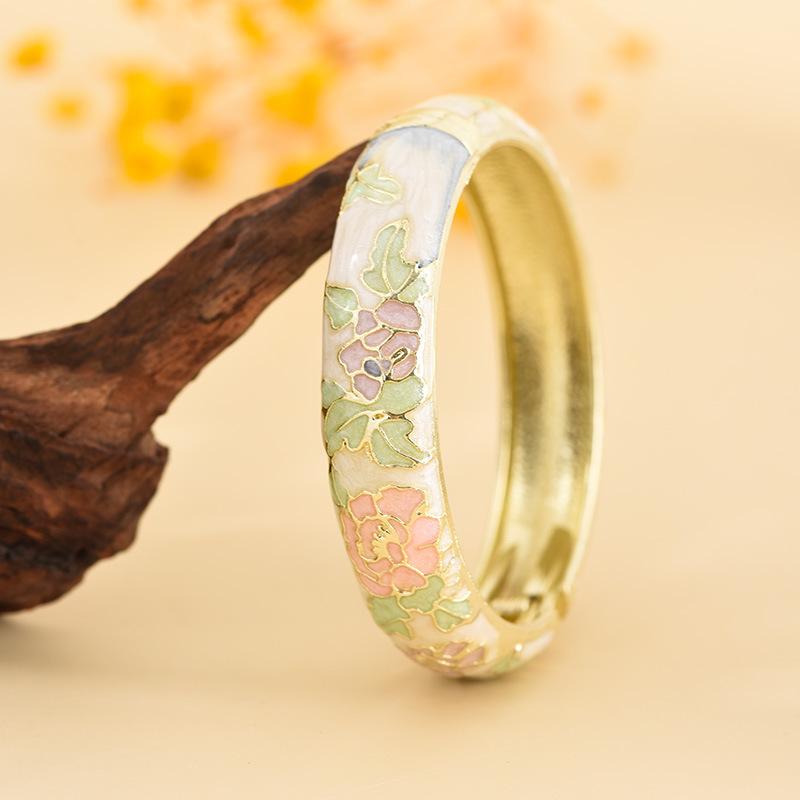 Cloisonné Pfingstrosenblüte Mode Armband - Perfektes Souvenir Geschenk für Freundin oder Mama