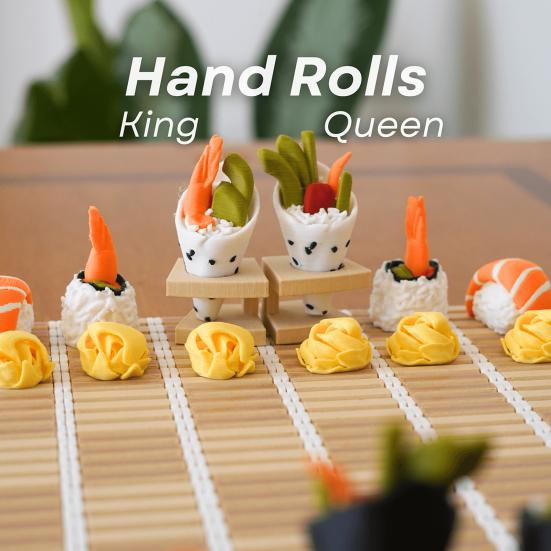 1 Set Sushi Chess Game with Rolling Mat Board Bento Storage Box Kids Adults Portable Travel Educational Hand Roll Chess Board Game Toy