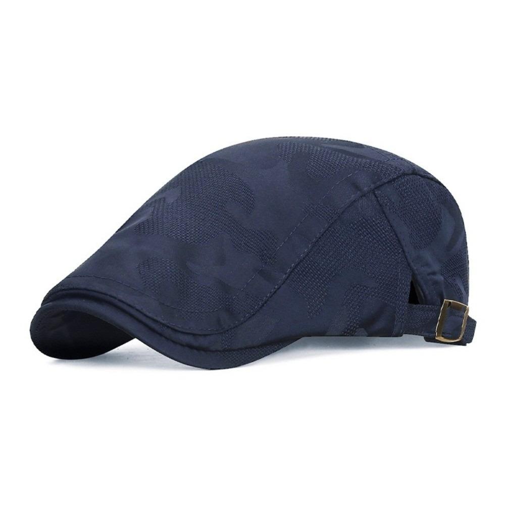 

Casual Breathable Thin Beret Hat Sun Protection Mesh Shade Duck Tongue Hat Leisure Visor Cap Adjustable Painter Hat Women Men темно-синього кольору