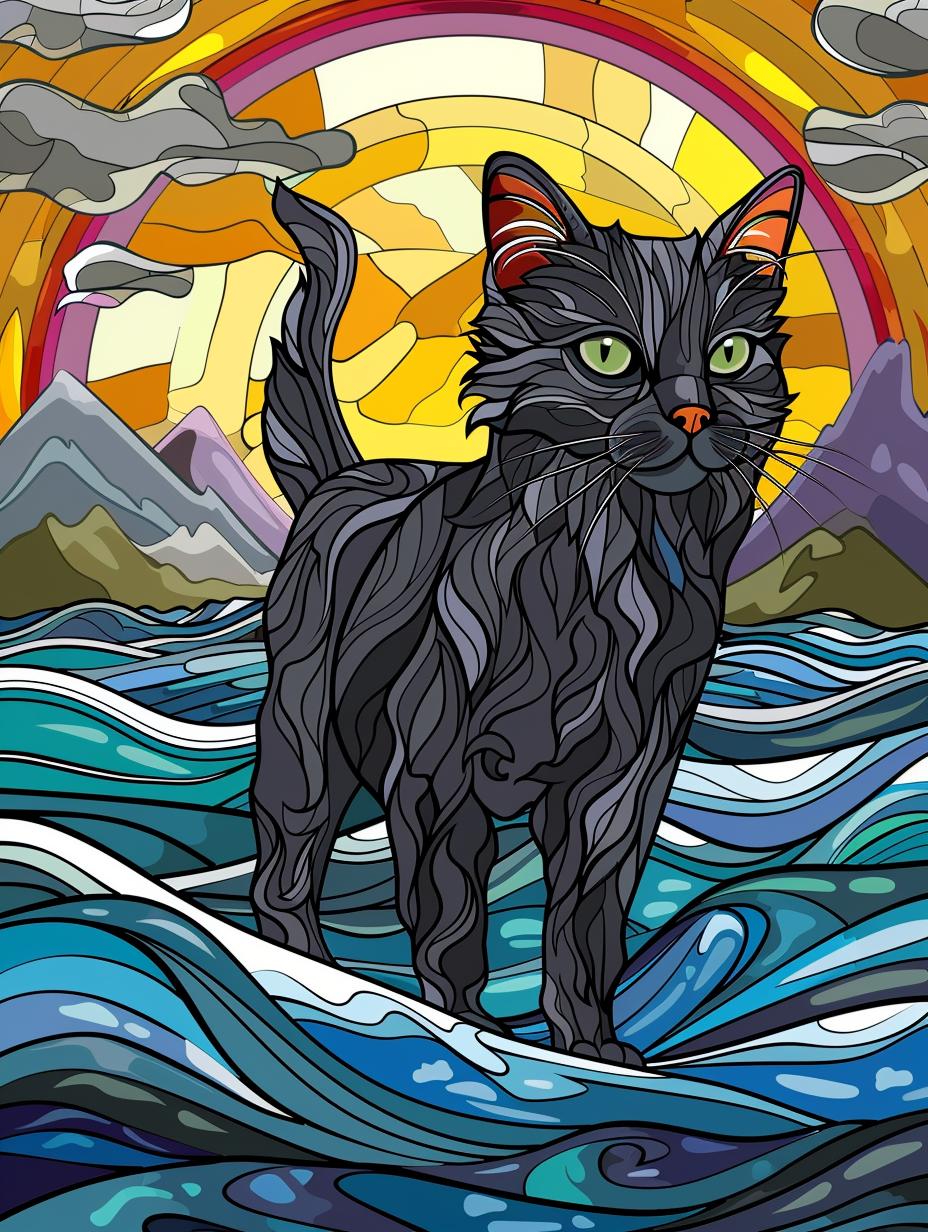 

Абстрактная кошка DIY полная алмазная картина Full Round 20x30CM