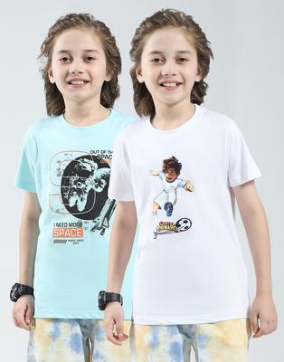 Jungen Rundhals-T-Shirt mit Aufdruck ( Packung mit 2)