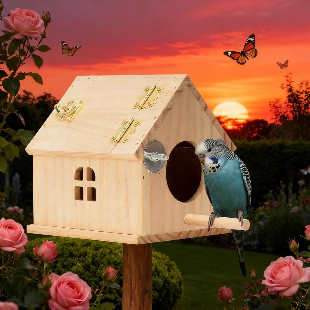 Parakeet Nesting Box Wooden Nesting Pet Supplies Parakeet Mating Bird House For Lovebirds Cockatiel Conure Finch Canary Cockatoo