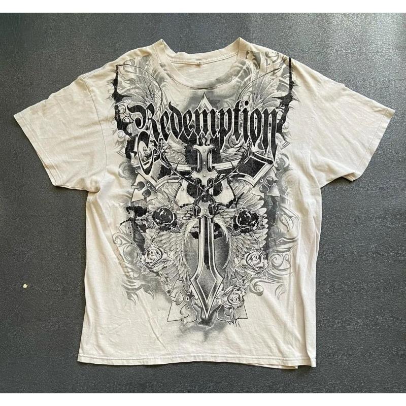Summer European and American Men's New Gothic Skull Print Soft and Breathable Round Neck T-shirt Outdoor Street Top