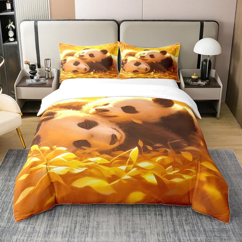 Comforter Cartoon Panda Bedding Set Adorable Animal Pattern Set Suitable For Boys And Girls Queen Size Warm Soft Breathable