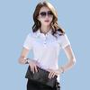 Women's Solid Polo Shirt Slim Fit Short Sleeve Collared Cotton Casual Tee