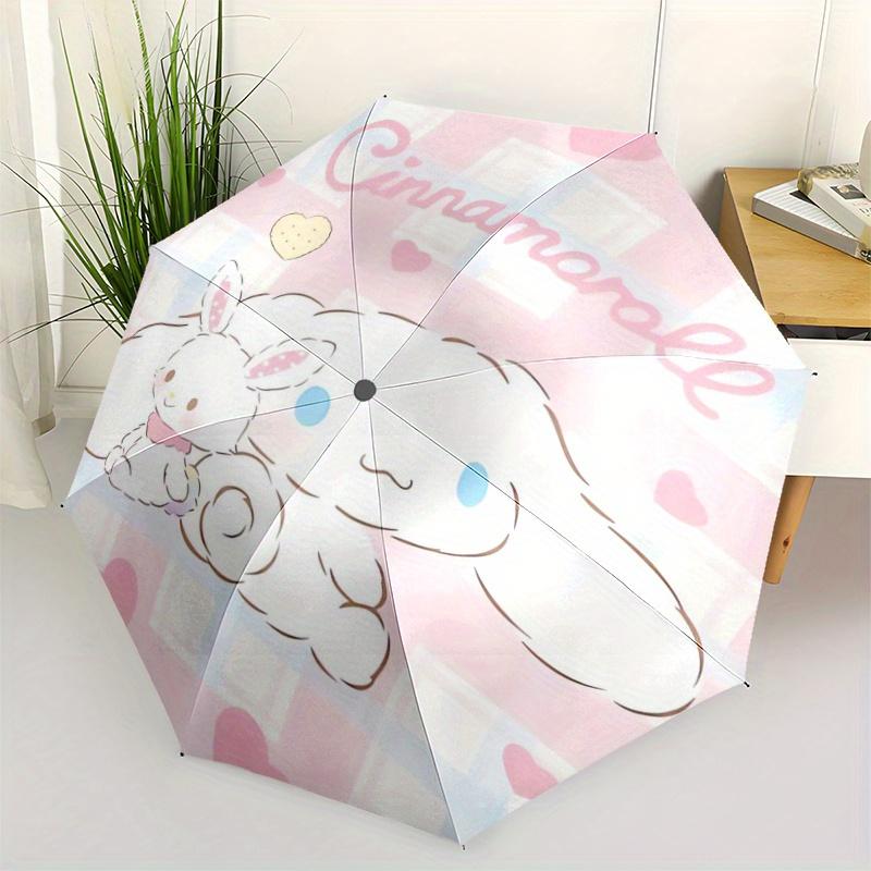 1pc Little Rabbit & Cinnamoroll Idea Pattern Beautiful Looking Automatic Folding Umbrella, 3 Folding, 8 Iron Frame Design, Durable and Suitable for Tr