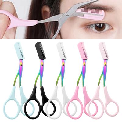 Eyebrow Trimming Scissors with Comb Stainless Steel Professional Non-Slip Precision Eyebrow Trimmer Men Women Brow Hair Removal Tool