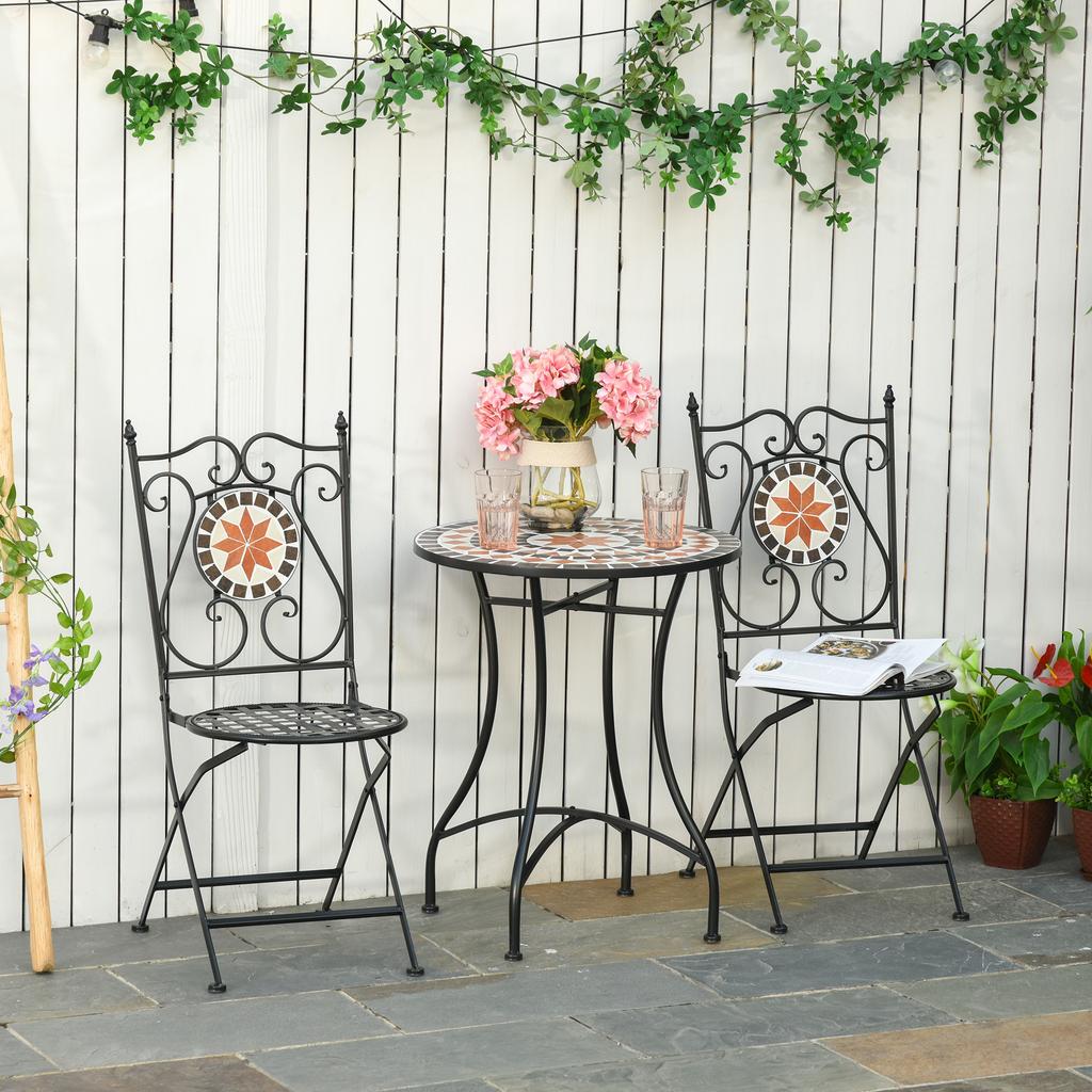 Dreiteiliges Mosaik-Bistrotisch-Set - Mehrfarbig