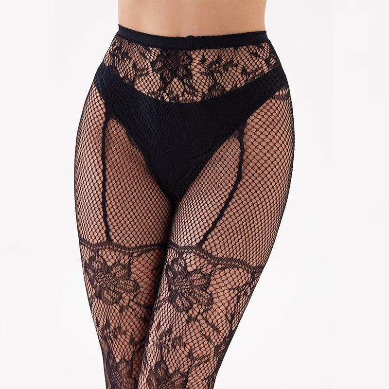 Damen Europäische Strumpfhose mit Lochmuster Jacquardmuster Body Strümpfe Netzstrumpfhose Sexy Lingerie Socken Strümpfe