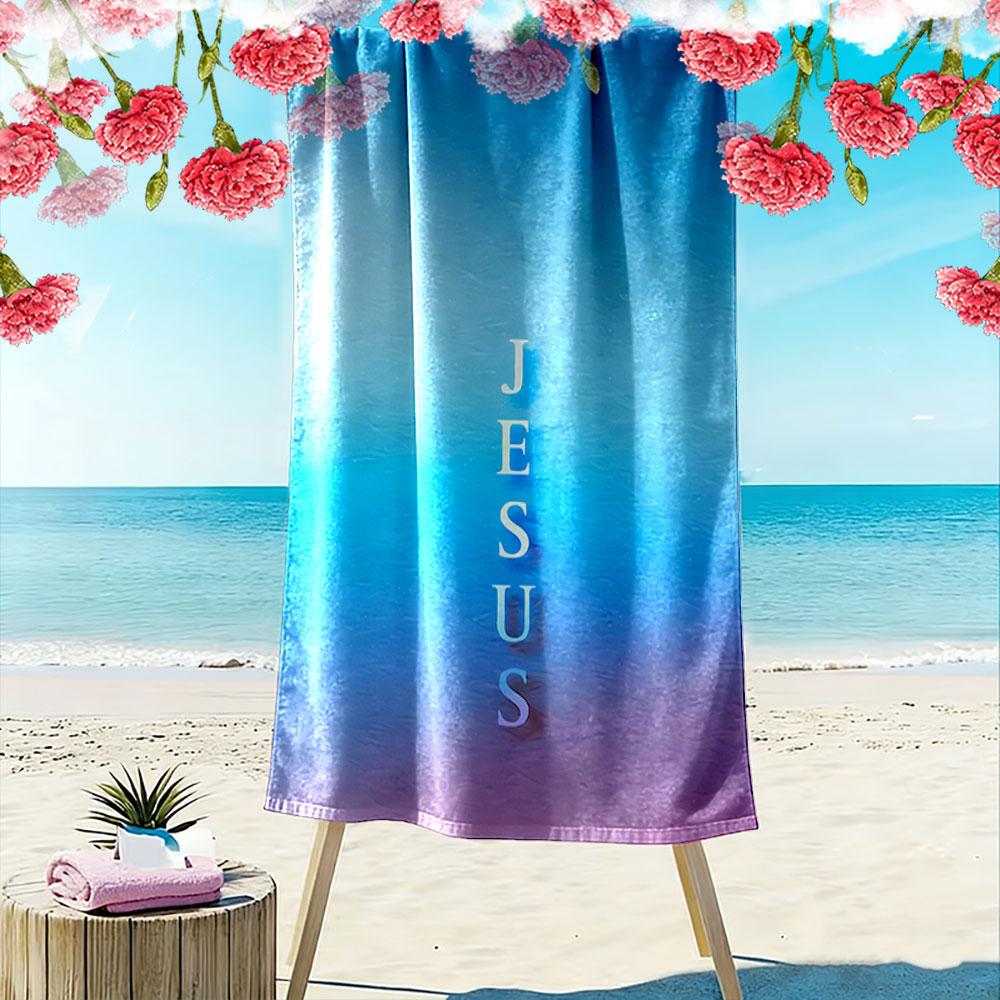 Jesus Gradient Blue Towel A must-have beach towel for beach travel