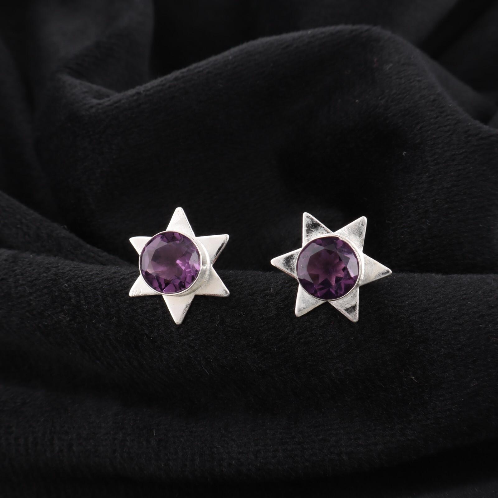 

Amethyst Gemstone 925 Sterling Silver Women Jewelry Handmade Stud Earrings 0.44 EE-175-10