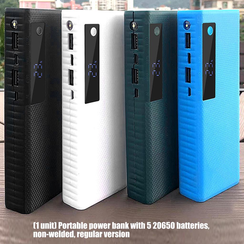 DIY Powerbank Holder Case For 5PCS 20650 Batteries Plastic Housing With Double USB Outputs And LED Light Function