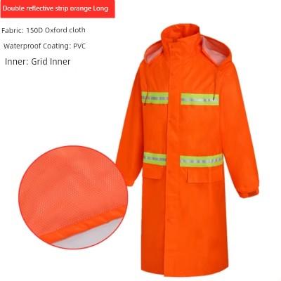 Rainproof Long Reflective Raincoat Adult Breathable Sanitation Property Security Duty Labor Protection Trench Coat Full Body Raincoat