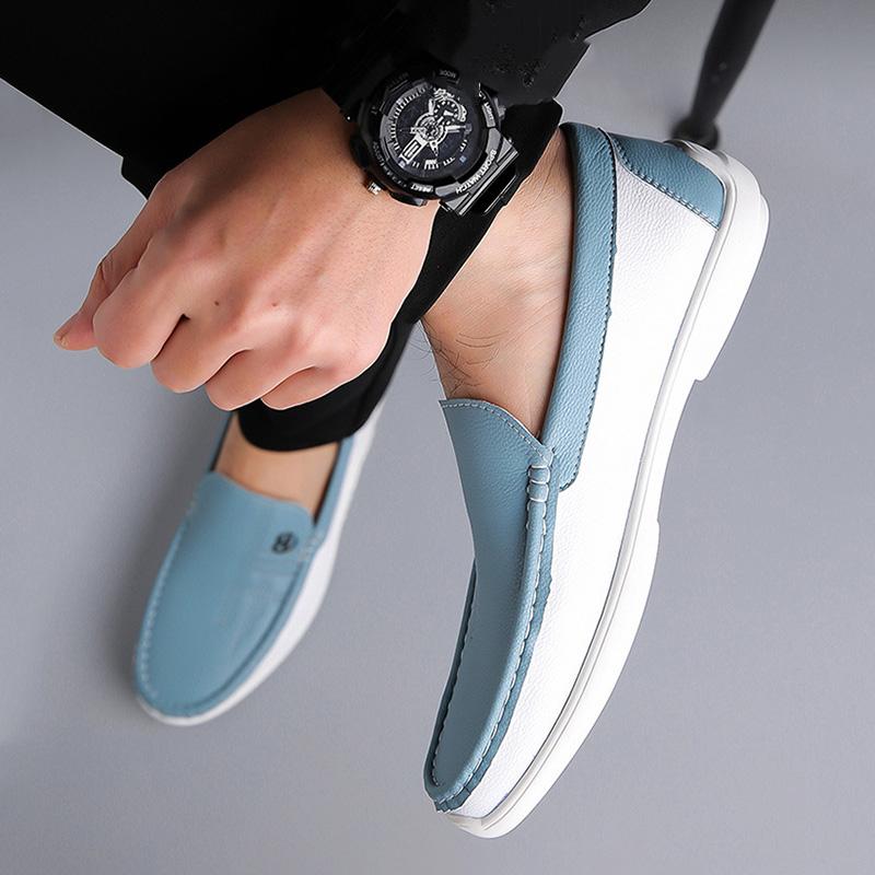 Fashion Mens Leather Shoes 2024 Casual Slip on Formal Dress Loafers Breathable Soft Flats for Male Non Slip Driving Office Work Shoes