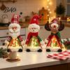 Snowman Holiday Ornament Lighted Christmas Doll Decoration, Cute Plush Santa Claus/Snowman/Reindeer Figurine with Xmas Character Toys Warm LED